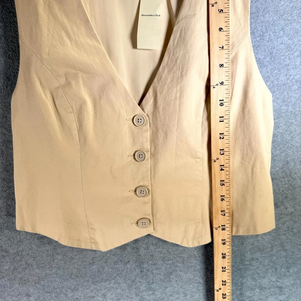 Abercrombie & Fitch Vest Women's Medium Cream‎ V-Neck Sleeveless Button-Front - Picture 6 of 9